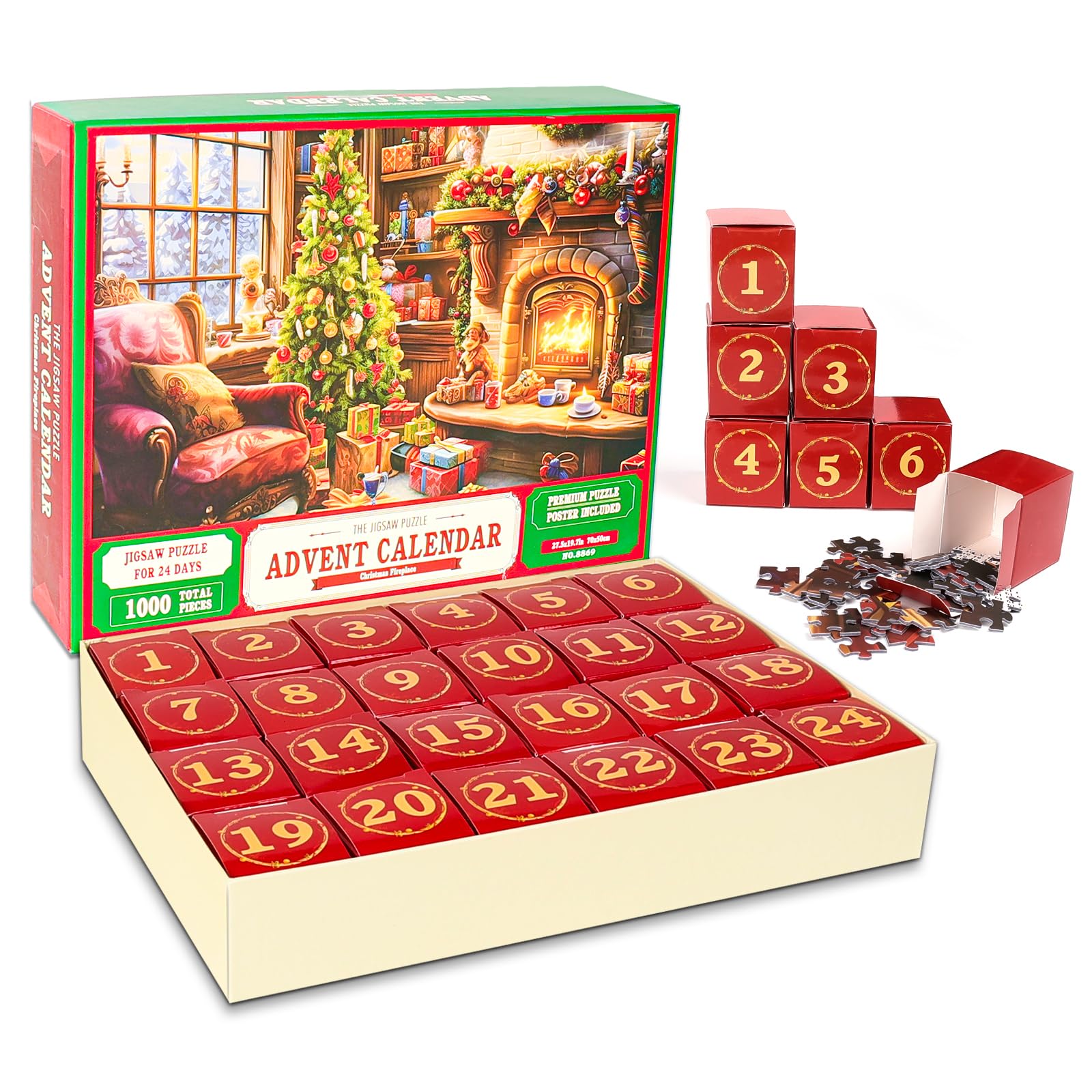 Photo 1 of Protado Advent Calendar 2023 Christmas Jigsaw Puzzle, 24 Days Surprise Christmas Countdown Calendars for 6+ Kids and Adults, 1000 Pieces Puzzle Great Stocking Stuffer Xmas Gifts Home Decor 27.5*19.7in