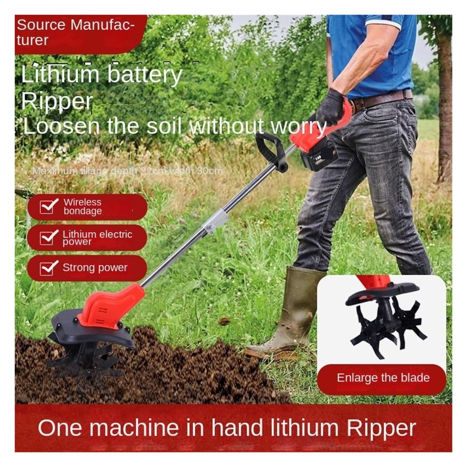 Cortacésped Eléctrico Pequeño For Suelo Agrícola, Microcultor Rotativo For Aflojar El Césped, Deshierbe, Batería De Litio, SoilTiller Potente Y Eficiente