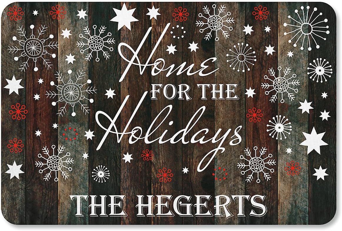 Lillian Vernon Holiday Home Personalized Christmas Doormat - Custom 18" x 27" Non-Skid Rubber Back Polyester Floormat, Christmas Welcome Mat