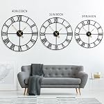 LEIKE Grandes horloges murales modernes,32" Surdimensionné en métal rond, Petit Ticking, Silent, Vintage noir chiffres romains Horloge pour cuisine,Salle de séjour,Chambre,Cuisine, Agritourisme Wall Home Decor