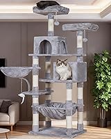 Vista 9 de Heybly - Árbol para gatos con juguete, torre condominio para gatos de interior, casa para gatos con percha acolchada de felpa, hamaca acogedora