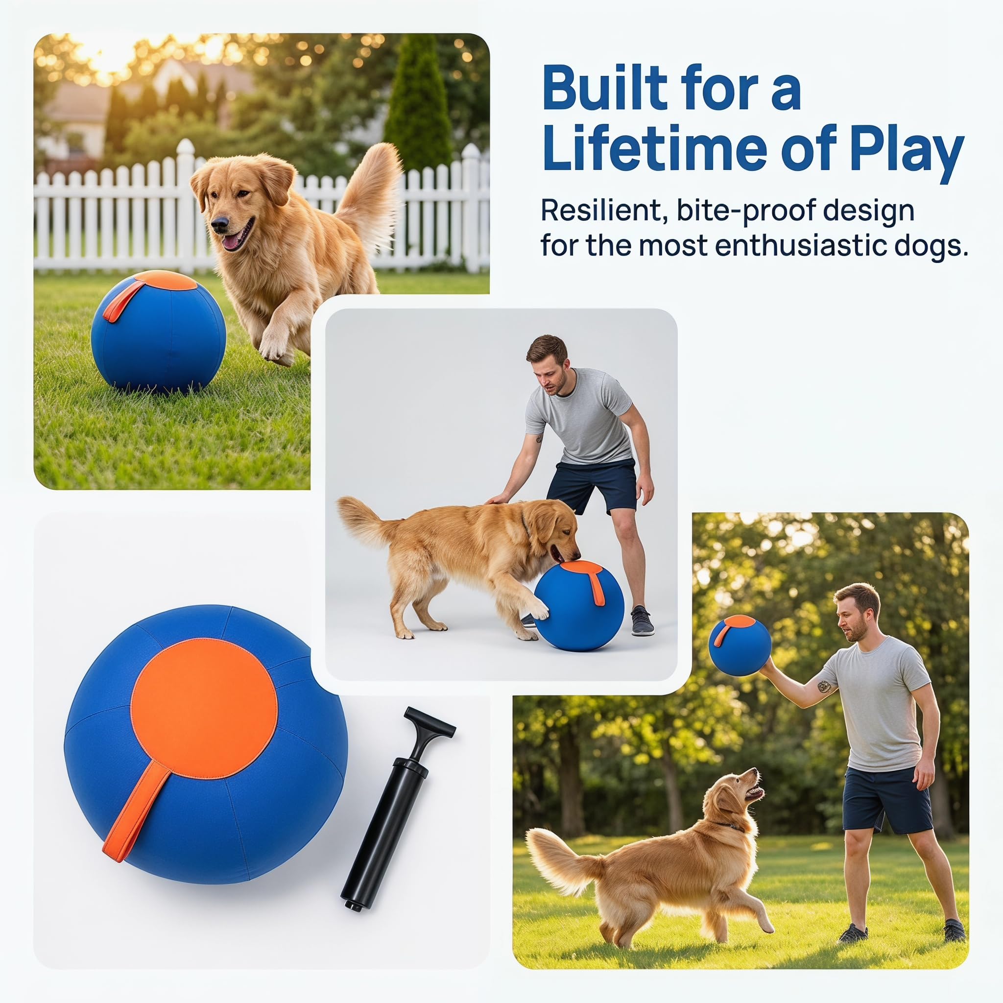 Ballon Chien Interactif Ultra-Résistant - Ballon Increvable pour Chien Actif, Jouet Indestructible Grande Taille pour Extérieur, Stimule l'Instinct de Poursuite (A, 55cm)