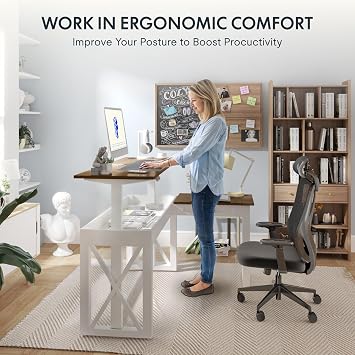 FLEXISPOT L-Shaped Executive Standing Desk with Drawer