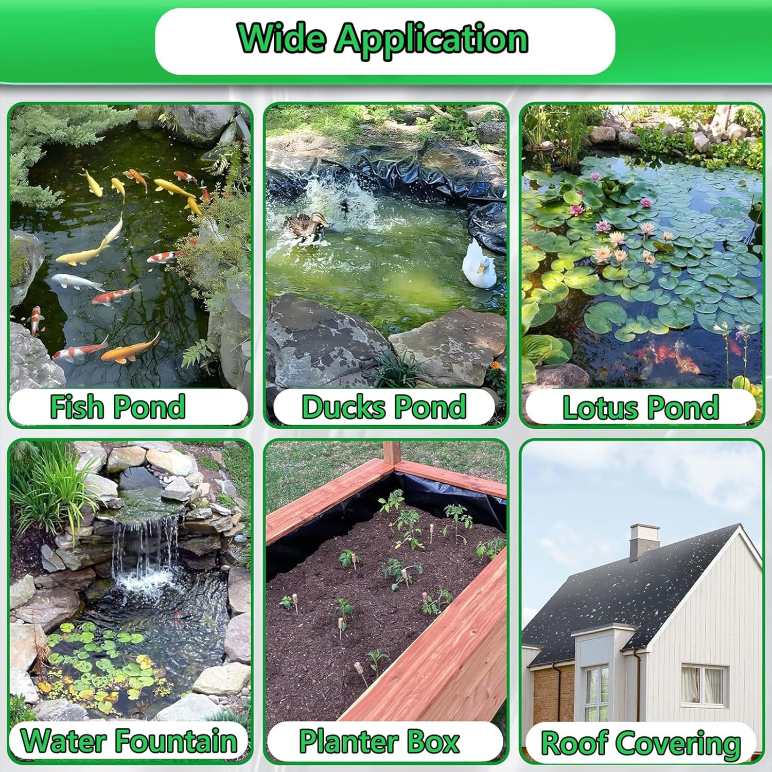 Small Pond Liner Liners for Outdoor Ponds Black Liner Waterfall Fish Garden Fountain Durable，Durable Black Pond Liner 2x6m - Flexible PVC for Water Gardens, Koi Ponds, Fountains & Waterfalls