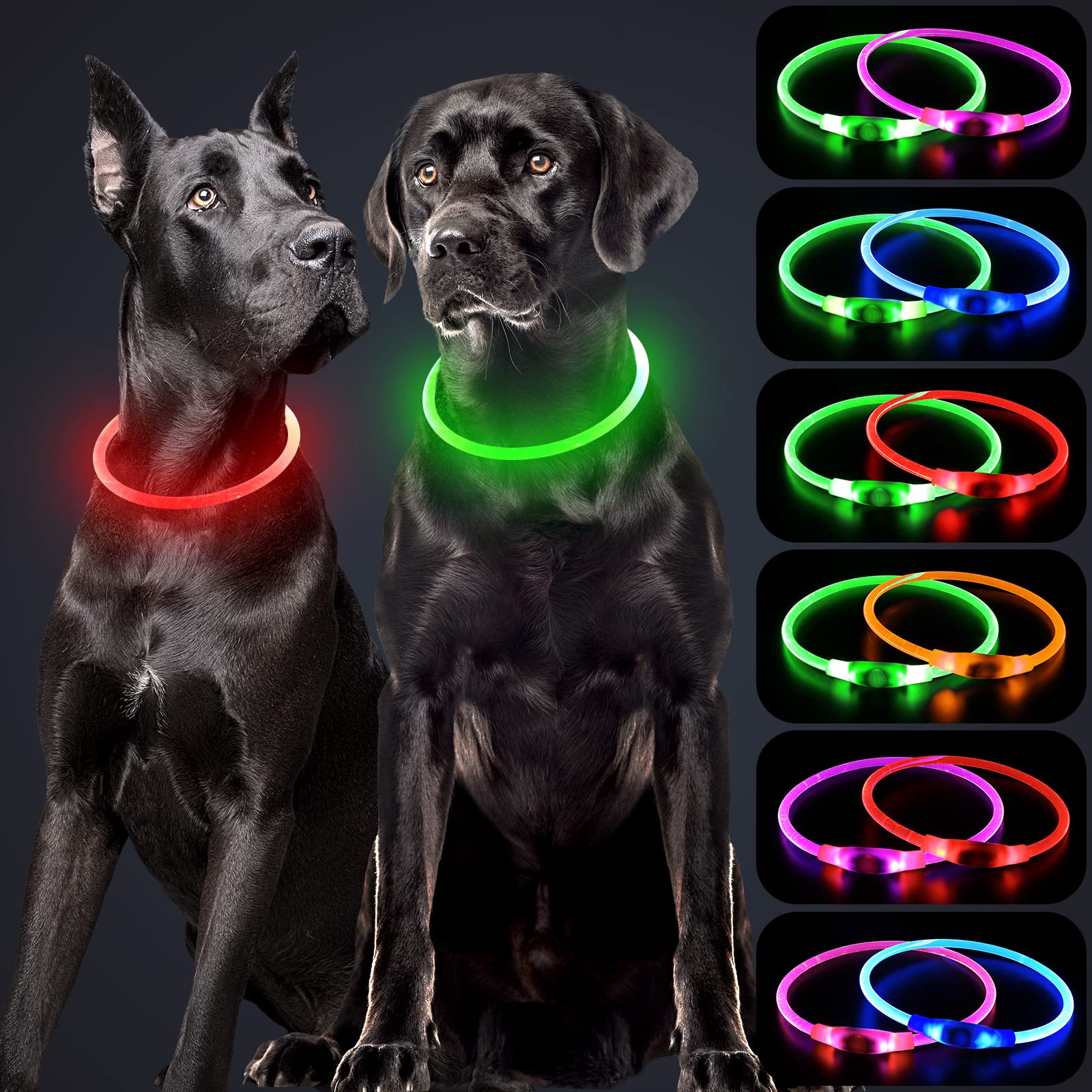 Amazon | Kpuplol 两枚入 LED 犬光る首輪 犬ライト 散歩 子犬 首輪 犬 