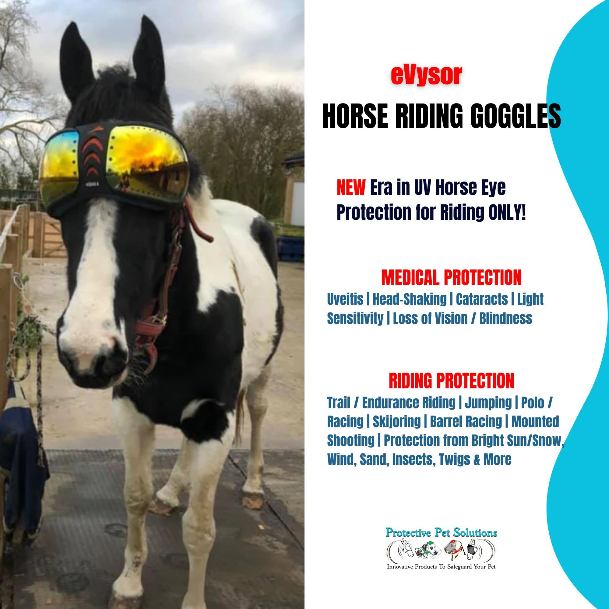 UV Protection Horse Riding Goggles by eQuick it - Mirrored Orange Lenses product thumbnail 3