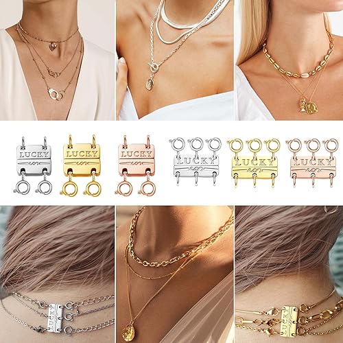 Miniatura 7 de Dailyacc Lucky Necklace Layering Clasp 18K Gold and Silver Multiple Necklace Clasps for Layered Look Separator