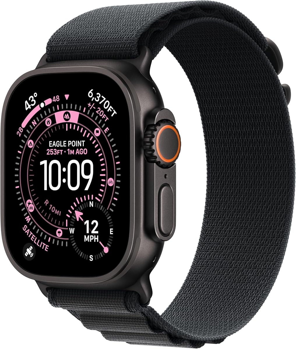Apple Watch Ultra 3 [GPS + Cellular 49mm] Running & Multisport Smartwatch w/Rugged Titanium Case w/Black Alpine Loop - L. Satellite Communications, Advanced Health & Fitness Tracking
