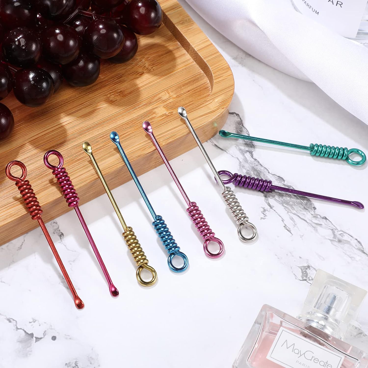9 Pieces Mini Shovel Spoon Mini Spoon Pendant Portable Scoop Tiny Powder Spoon for Salts Herbs Sand Glitter Spice Scoop