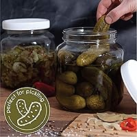 Vista 6 de kitchentoolz Tarro de masón de medio galón - Tarro de vidrio de boca ancha de 1/2 galón con tapa - Envases de almacenamiento de vidrio herméticos