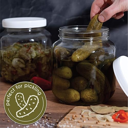 Miniatura 6 de kitchentoolz Tarro de masón de medio galón - Tarro de vidrio de boca ancha de 1/2 galón con tapa - Envases de almacenamiento de vidrio herméticos
