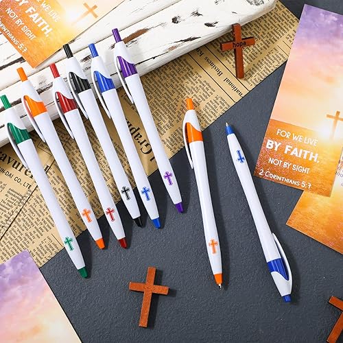 Miniatura 4 de Roowest Juego de 36 bolígrafos de cruz cristiana a granel con bolsas de regalo para visitantes, oraciones, bautismo, recuerdos de fiesta