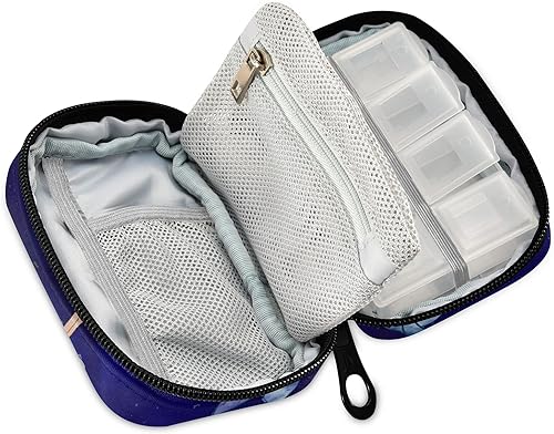 Miniatura 2 de Bolsa para pastillero de viaje, diseño de ballena, galaxia, luna, niña, pastillero semanal, 8 compartimentos, 7 días, bolsa de píldora individual,