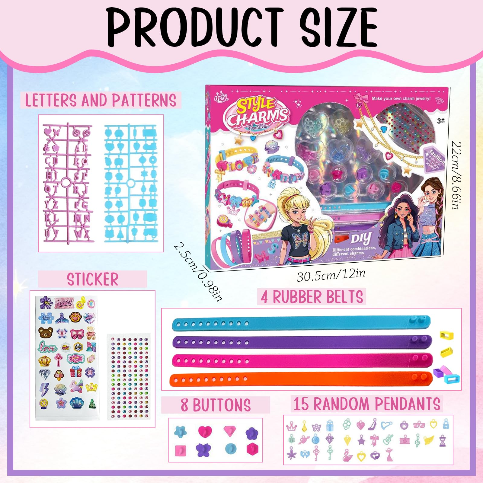 Lelechong Set Bracciali Fai Da Te Per Bambine 4-9 Anni - Kit Creativo Con Perline E Accessori - Regalo Compleanno E Natale Per Ragazze
