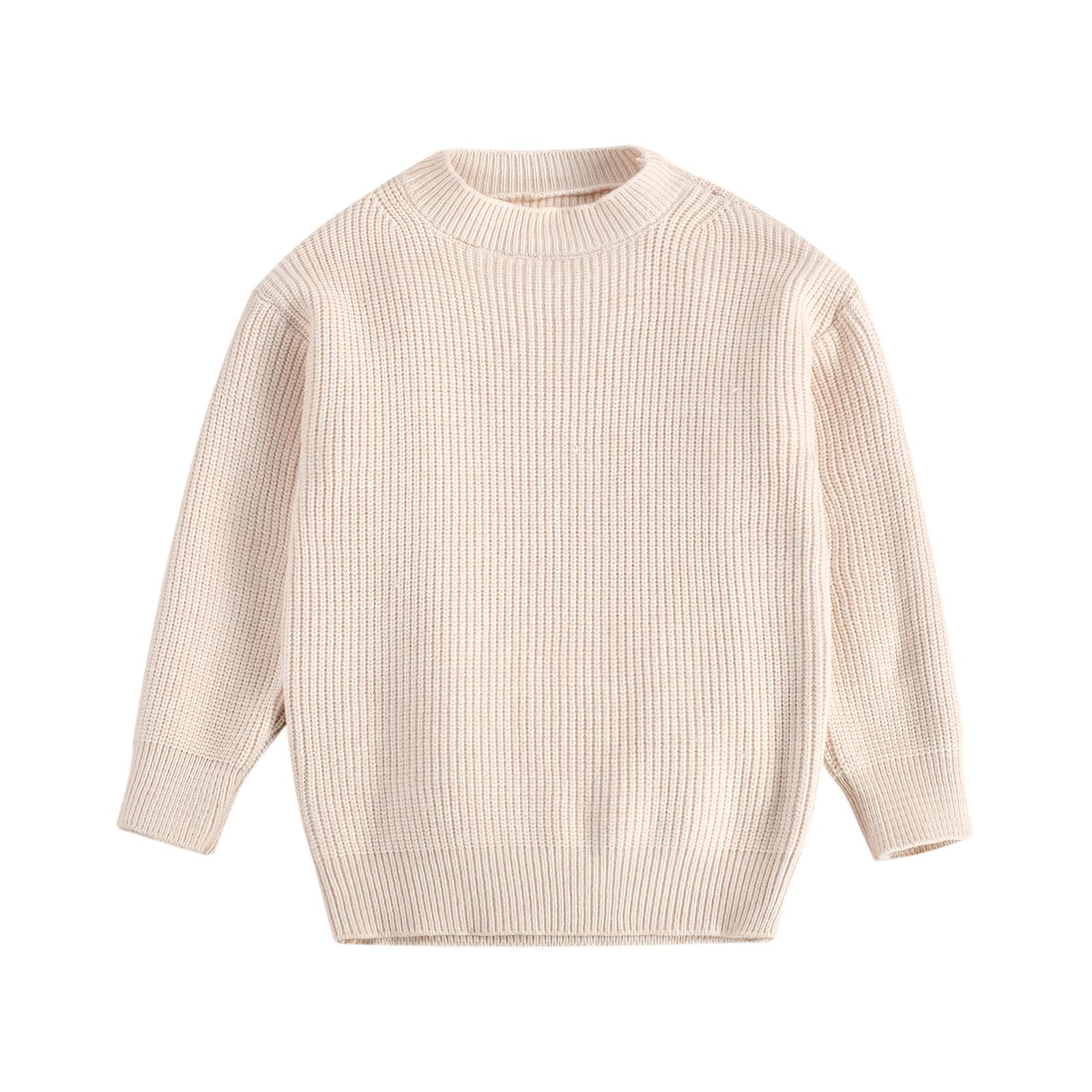BemeUSWTToddler Baby Girl Boy Sweater Oversized Baby Sweater Knit Solid Color Crewneck Long Sleeve Pullover Sweatshirt Knitwear Warm Top Autumn Clothes