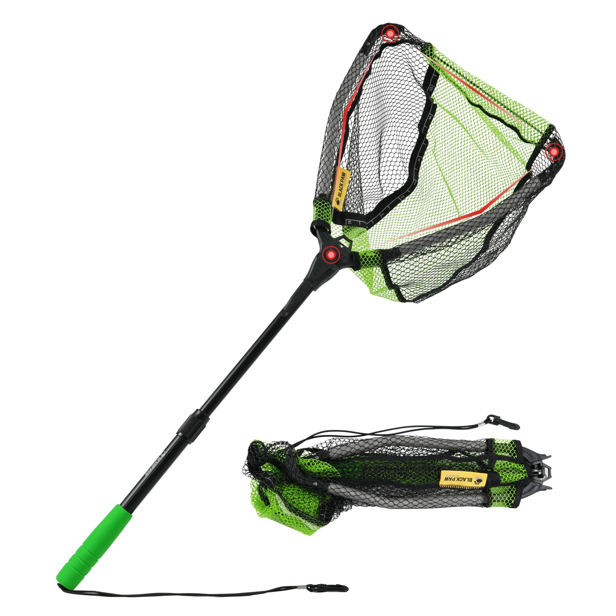 Black Paw Floating Fishing Net Foldable Telescopic Fish Landing Net Rubber Coated Fishing Net for Kayak, Fly, Trout, Fishing Net Freshwater Saltwater