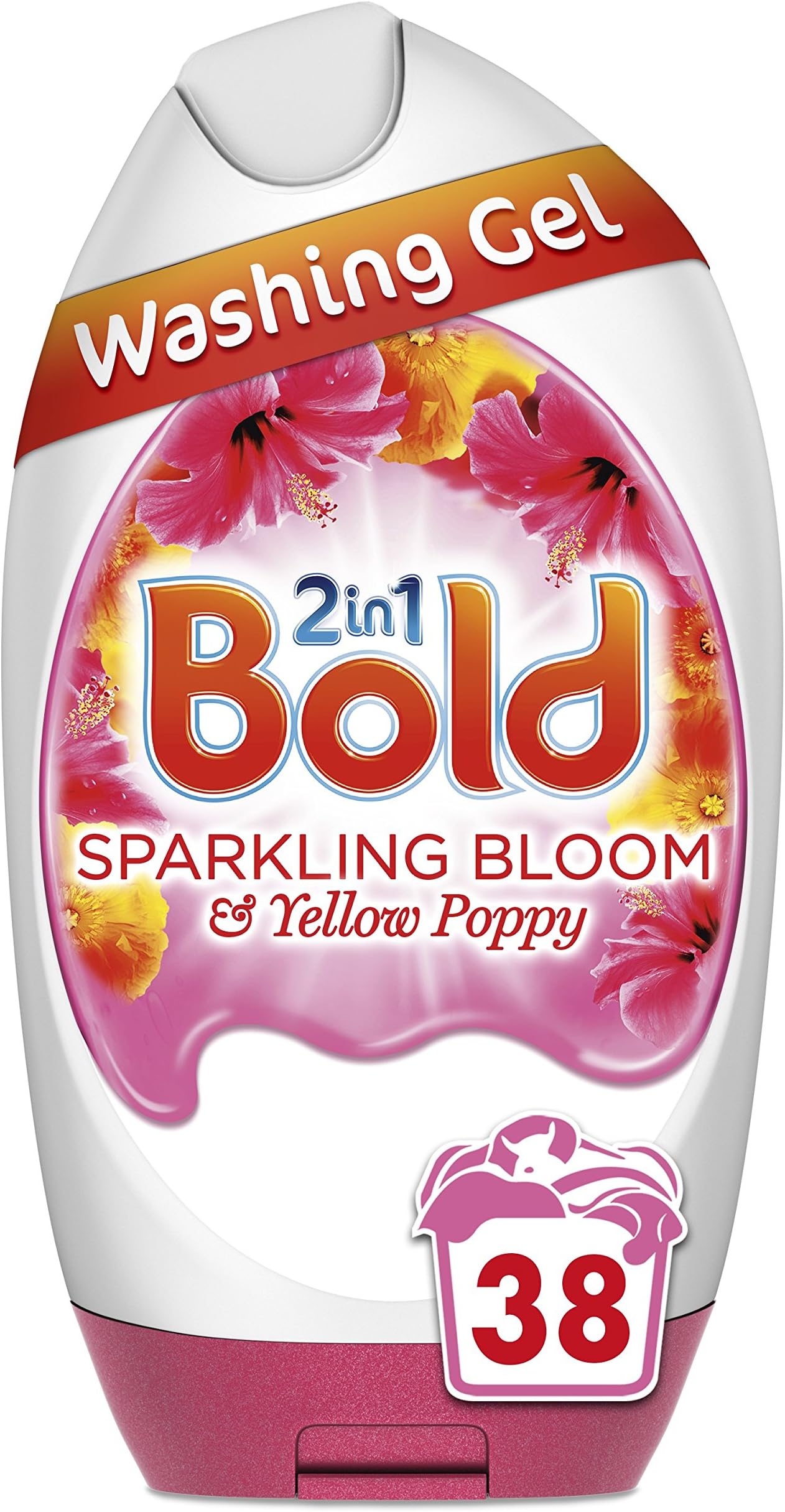 Bold 2-in-1 Washing Gel Sparkling Bloom and Yellow Poppy 38 Washes, 1.406 Litre