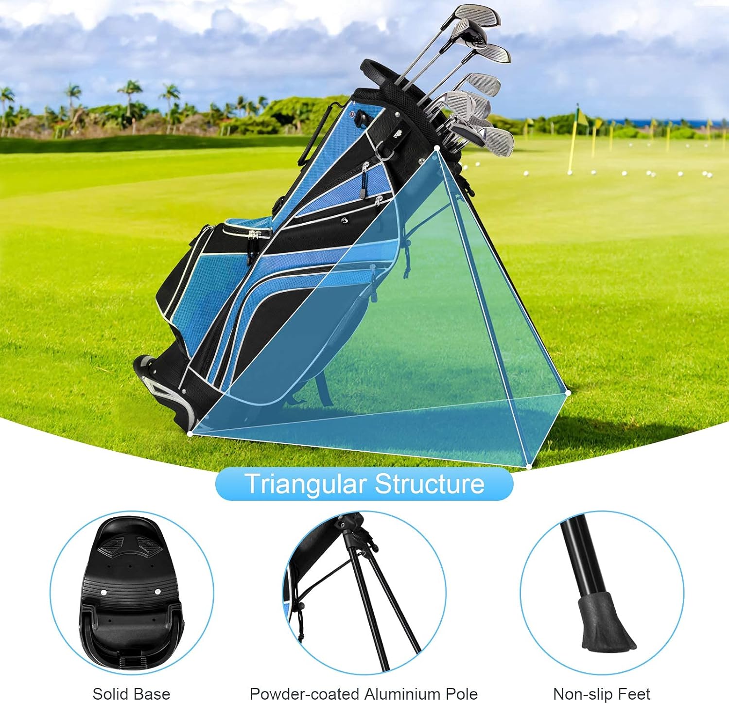 Mayjooy Golf Stand Bag, Portable Carry Golf Bag w/Ergonomic Dual Straps & 6 Way Top Divider, Lightweight Carry Organizer Pocket w/Umbrella Ring, Ideal for Men & Women