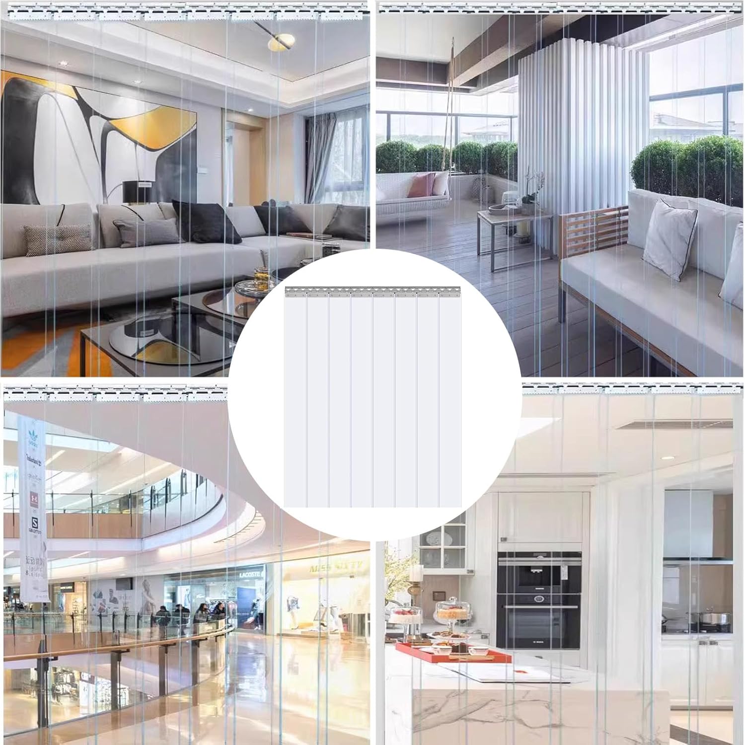 Clear Plastic Strip Curtain PVC Thermal Insulated Door Curtain Strips Thickness Smooth Waterproof Door Curtains for Freezer Doors Warehouse Doors (Clear, 90x210cm/35.4x82.6in)