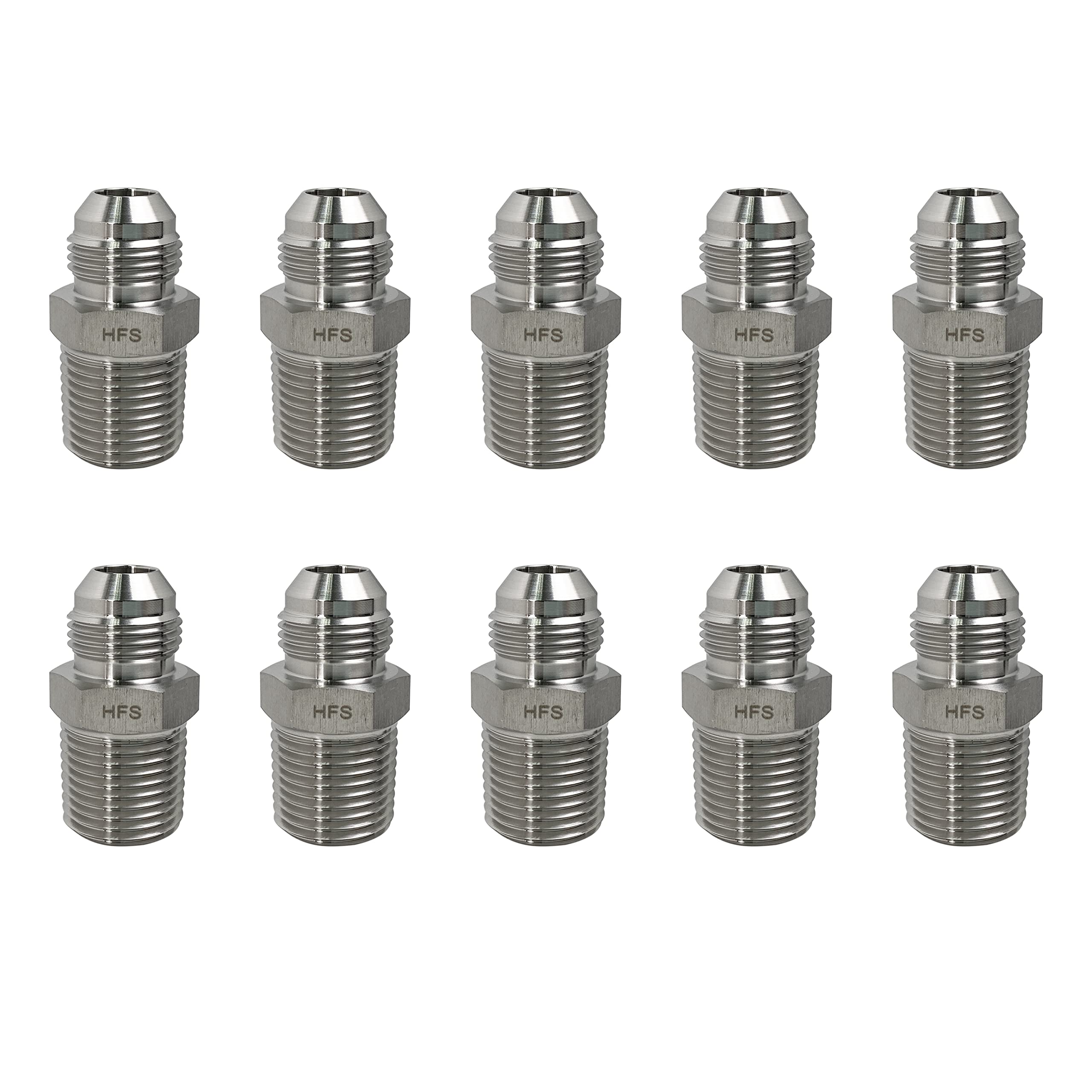 HFS(R) 1/2" NPT Male to 1/2" JIC Male Adapter Pipe Fittings Stainless Steel 304, 10PCs Package