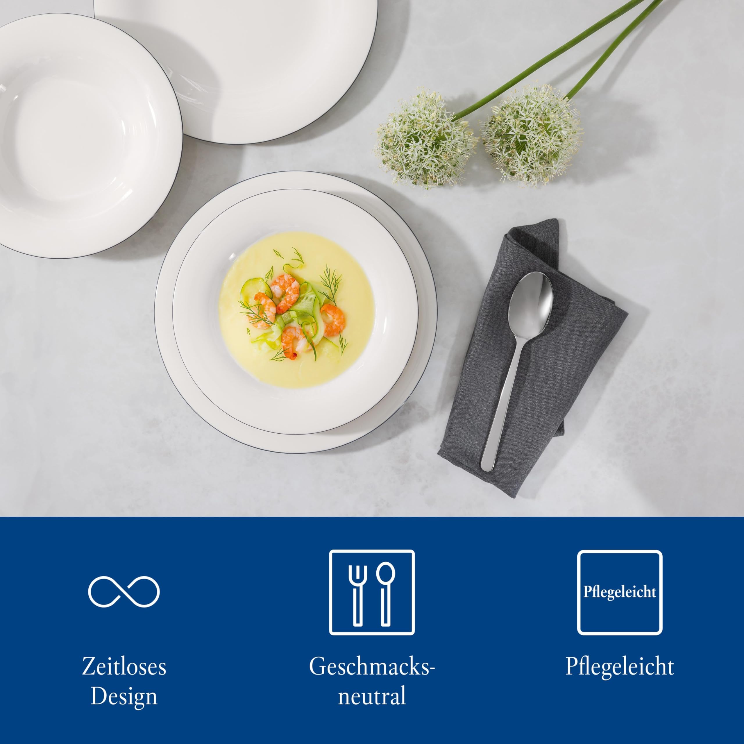 Villeroy & Boch - Louis Besteckset 68-teilig Silber, Spülmaschinenfest, Besteck Set 12 Personen, Besteckset Platin, Besteck, Edelstahl