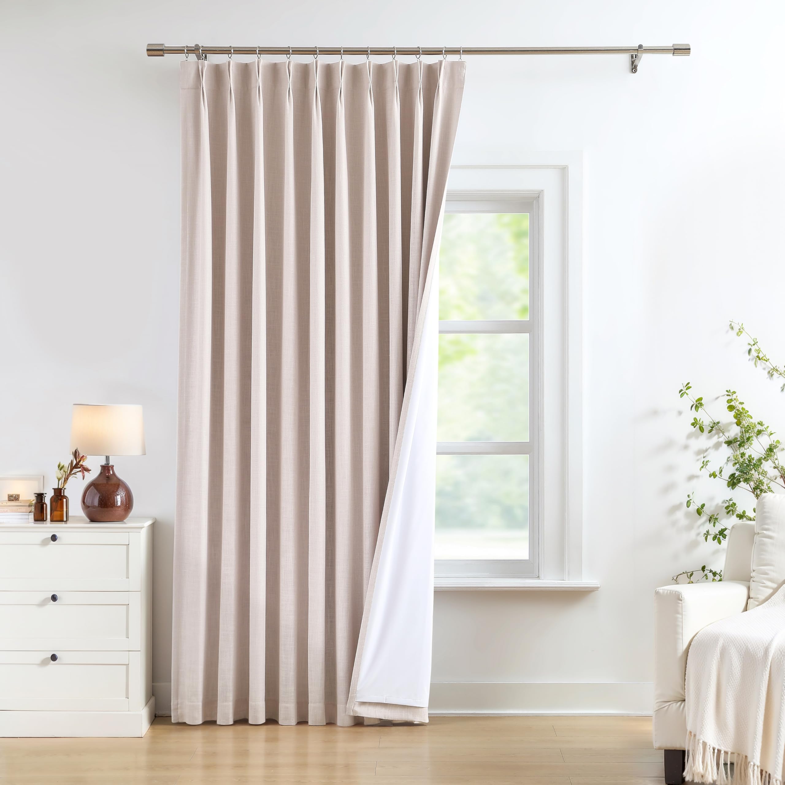 Central Park Pink Pinch Pleat Blackout Curtain Panel with Hook, 60"Wx90"Lx1