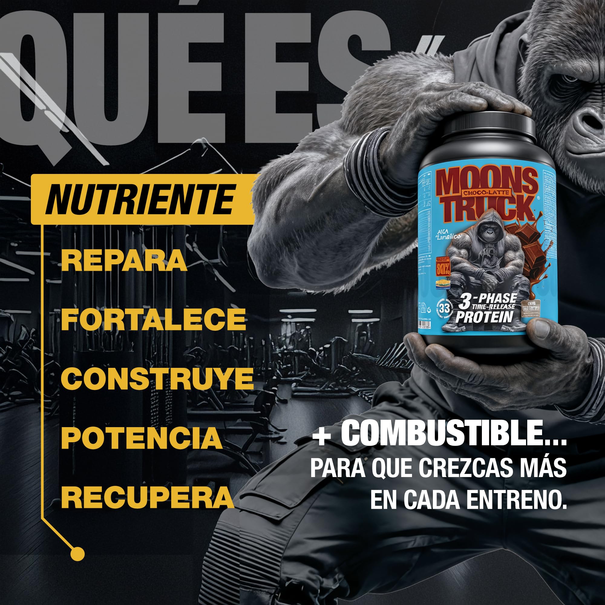 Zoomad Labs MOONSTRUCK 3-Phase Whey Protein 1 kg Chocolate | Proteínas Whey Isolada + Concentrada + Caseína Micelar con DigeZyme | 24 g Proteína · 80% Pureza · 33 Tomas Time-Release