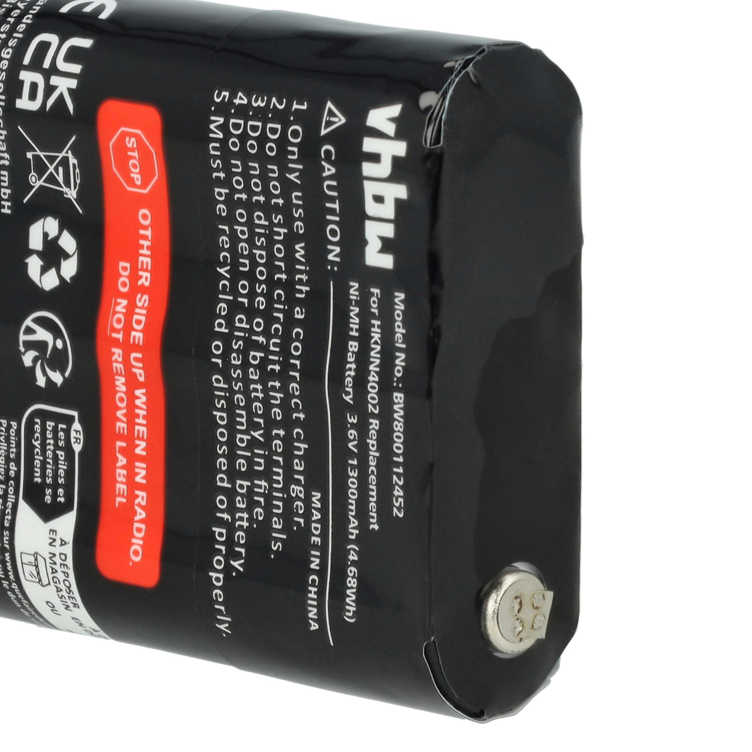vhbw bateria NiMH 1300mAh 3,6V do Motorola Talkabout T5412 T5422 T5532 T5622 T62 radio