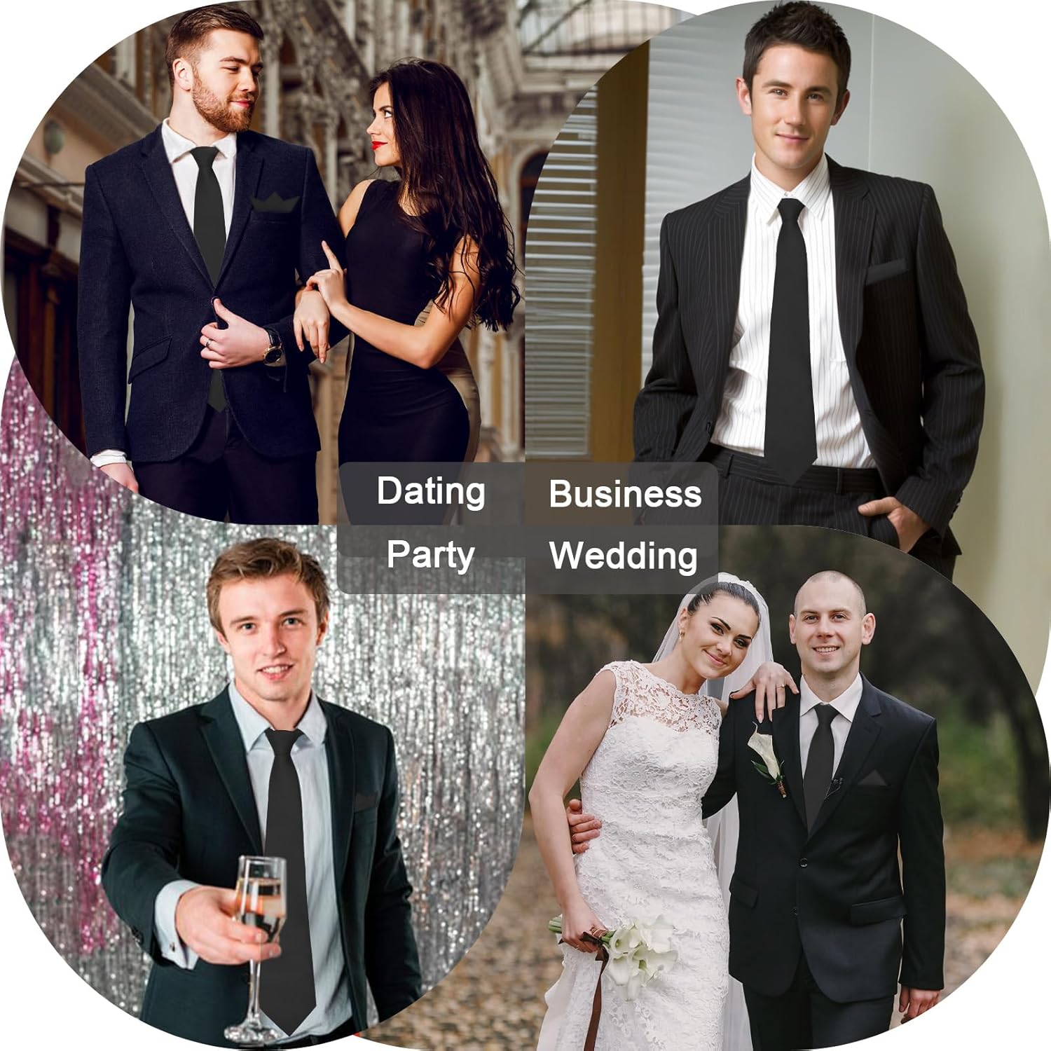 Mantieqingway Mens Tie Set with Handkerchiefs, Solid Color Ties for Men with Pocket Square Set for Wedding, Business, Party - Image 6