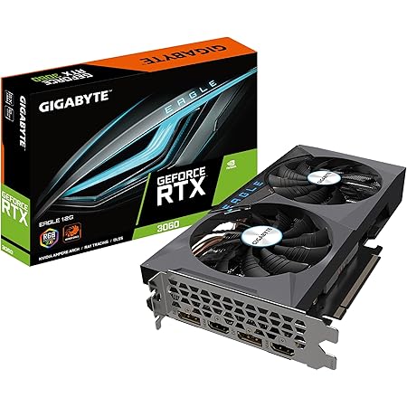 Gigabyte NVIDIA GeForce RTX 3060 EAGLE V2 Carte graphique - 12GB GDDR6, 192-bit, PCI-E 4.0, 1777MHz Core Clock, RGB, 2x DP 1.4, 2 x HDMI 2.1, NVIDIA Ampere - GV-N3060EAGLE-12GD