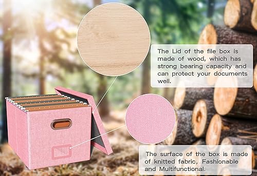 Vista 5 de Oterri Caja organizadora de almacenamiento de archivos, caja de archivos, caja de archivos portátil con tapa, apta para almacenamiento de carpetas