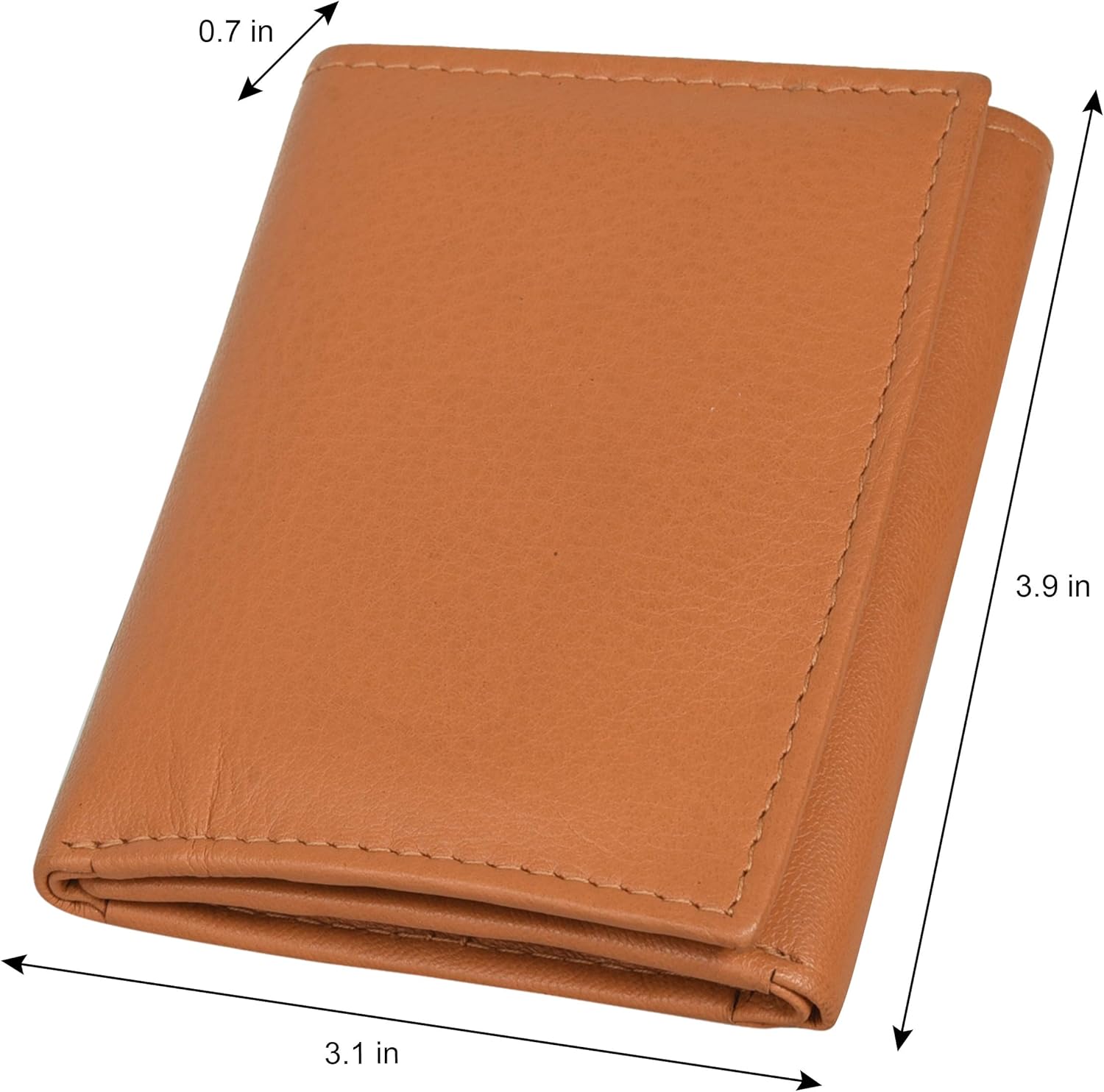 Leatherboss Leather Boys Slim Compact Flap Id Coin Pocket Trifold Wallet, Tan - Image 6
