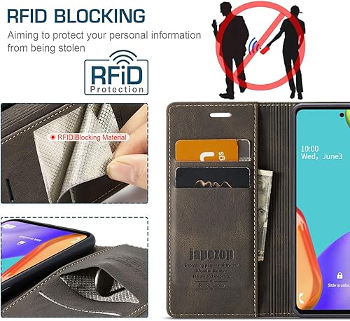Miniatura 2 de Samsung Galaxy A52 5GA52s 5G - Funda tipo cartera para Samsung Galaxy A52 5G con tarjetero bloqueo RFID atril magnético, funda de cuero con tapa