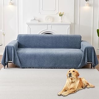 HAOMAIJIA Non Slip Couch Cover Sofa Covers for 3 Cushion Couch Washable sectional Couch Covers for Dogs pet Furniture Protector Couch Cover Blanket for Living Room (Blue, 91"x134")