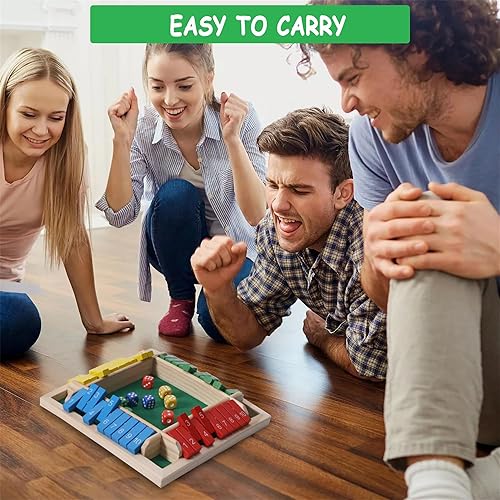 Miniatura 2 de Shut The Box, juego de madera con 8 dados clásicos para 4 jugadores, para aula, hogar, fiesta o pub, mejora las habilidades matemáticas y de toma de