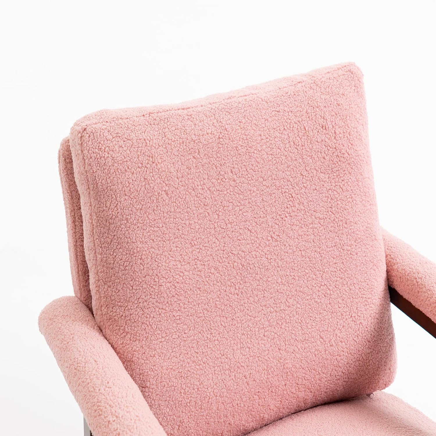 Mid Century Modern Accent Chair,Rocking Chair with Wood Frame, Reading Armchair,for Bedroom,Sunroom,Balcony,Small Spaces (Light Pink)