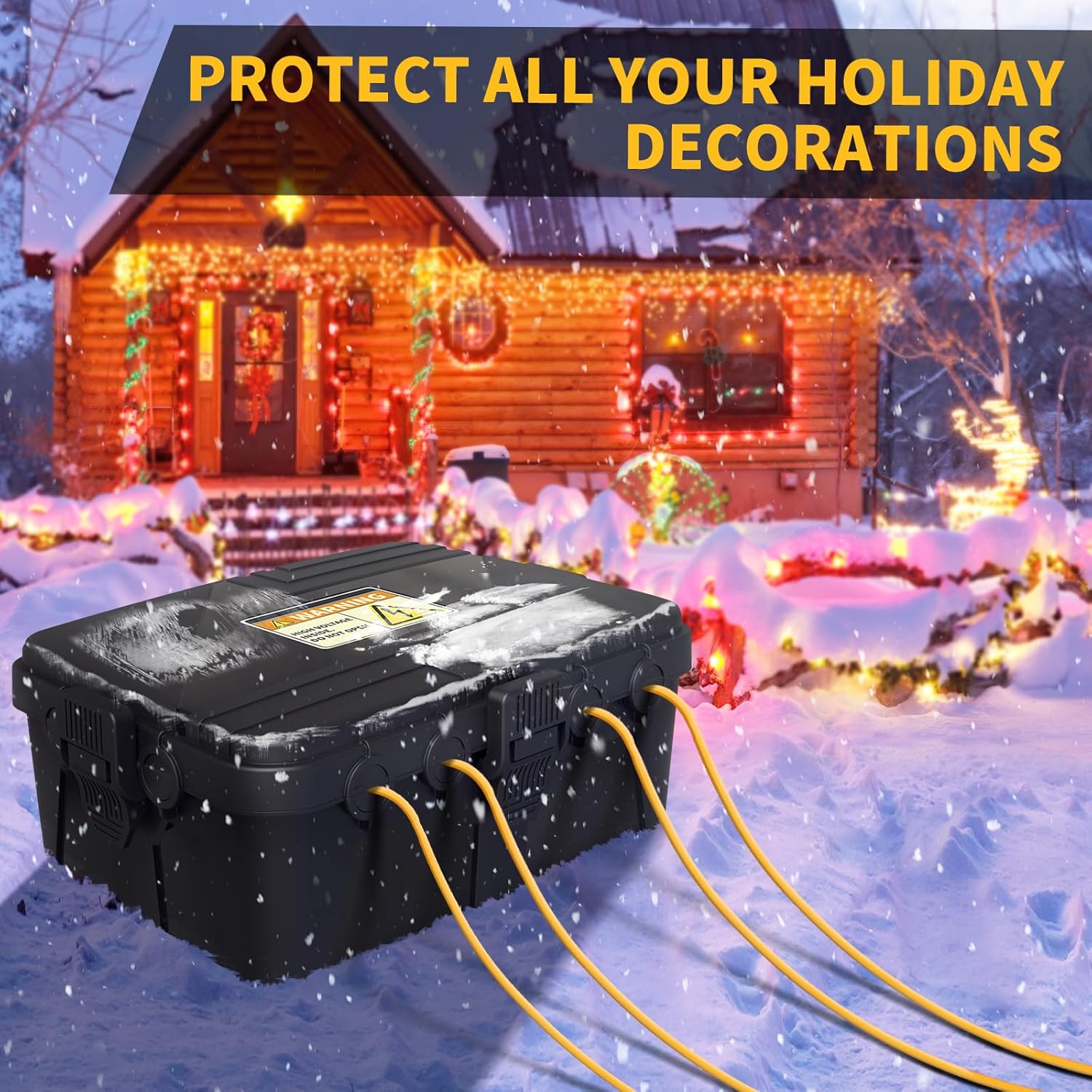 Large Outdoor Electrical Box Waterproof (12.5 x 8.5 x 5 Inch), IP54 Weatherproof Extension Cord Cover with 8 Cable Entry, Plug Protector Boxes for Outlet Plug Power Strip Holiday Light Outside, Black - Image 7