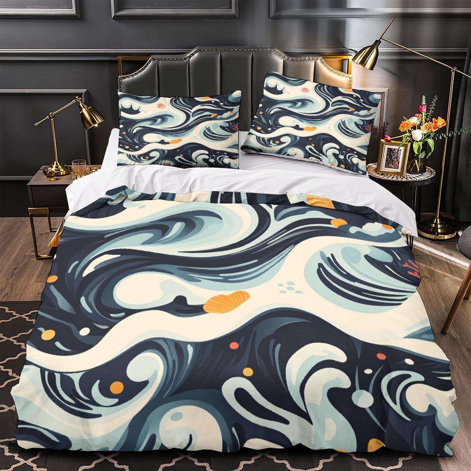 Drap de couette résumé marin 3D pour chambre de garçon