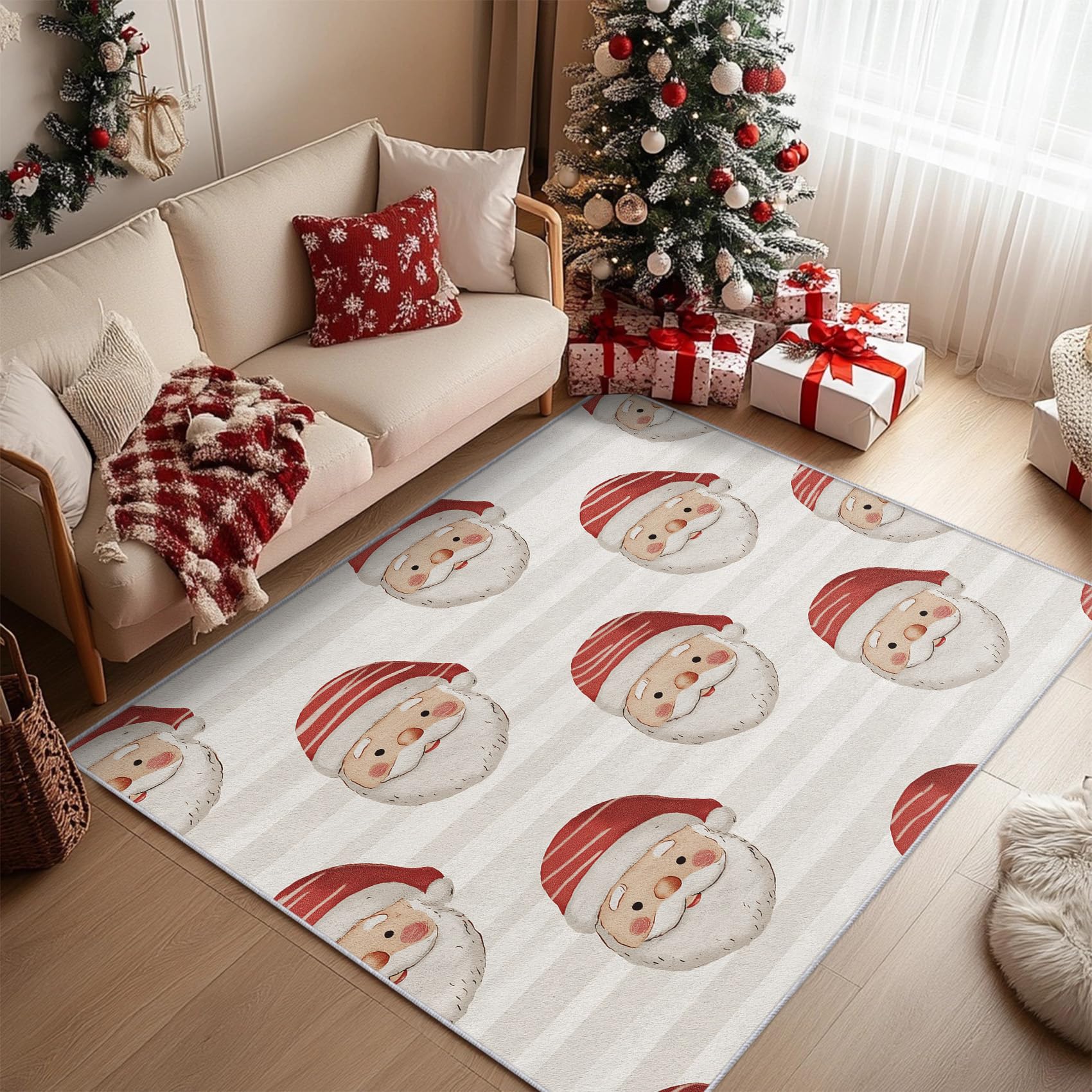 Moquette pour salon Père Noël tapis de chambre doux et antidérapant