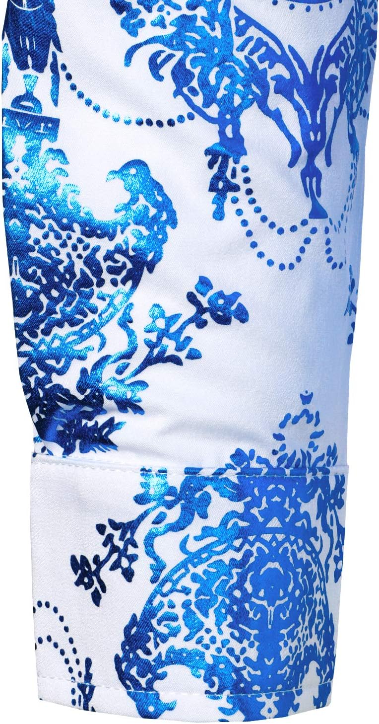 ZEROYAA Men's Luxury Baroque Shiny Design Slim Fit Long Sleeve Button up Dress Shirts - Image 6