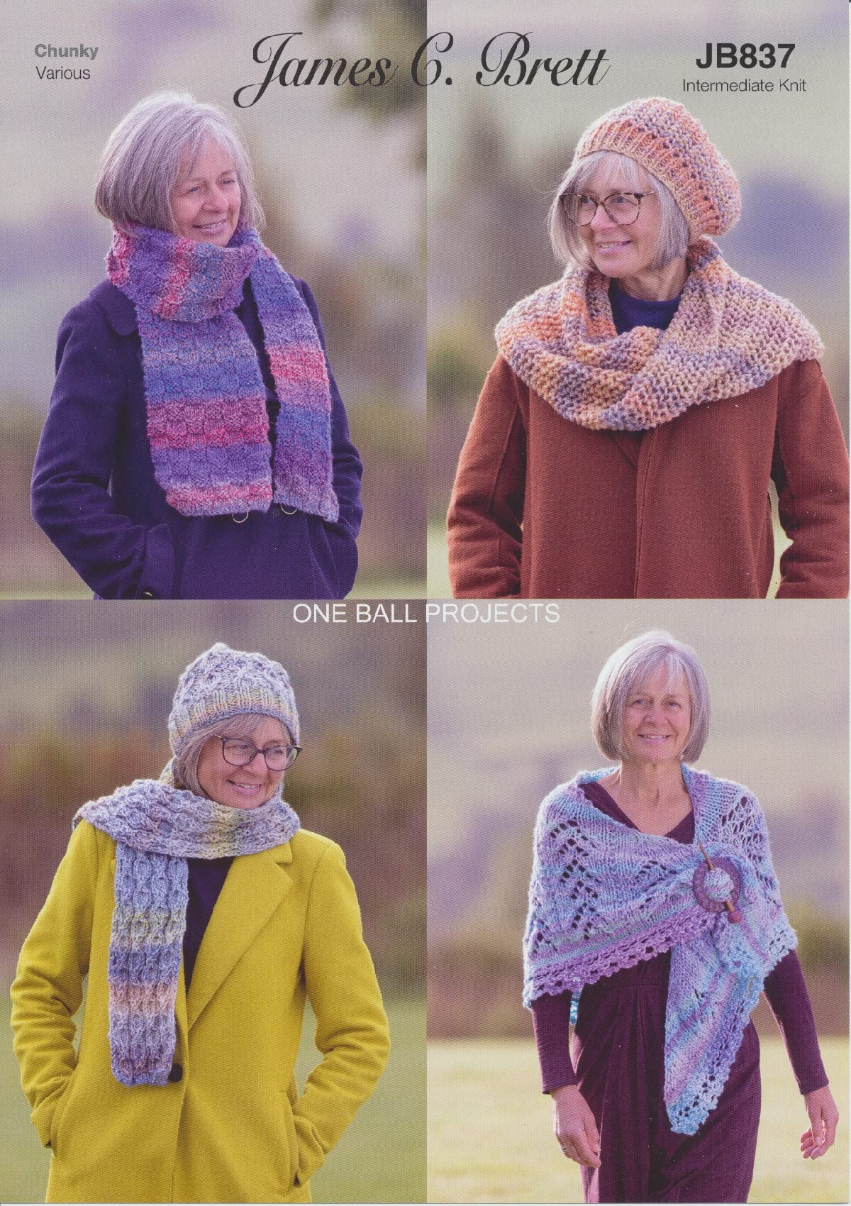 Chunky Knitting Pattern One Ball Projects Womens Scarf Shawl James Brett JB837