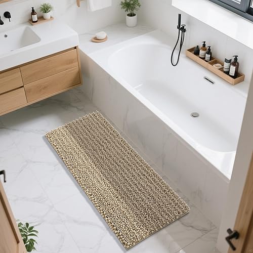 Miniatura 638 de Yimobra - Tapete de baño largo de felpilla, grande de 55.1 x 24 pulgadas, microfibra gruesa, absorbente, extrasuave, antideslizante, peludo, lavable