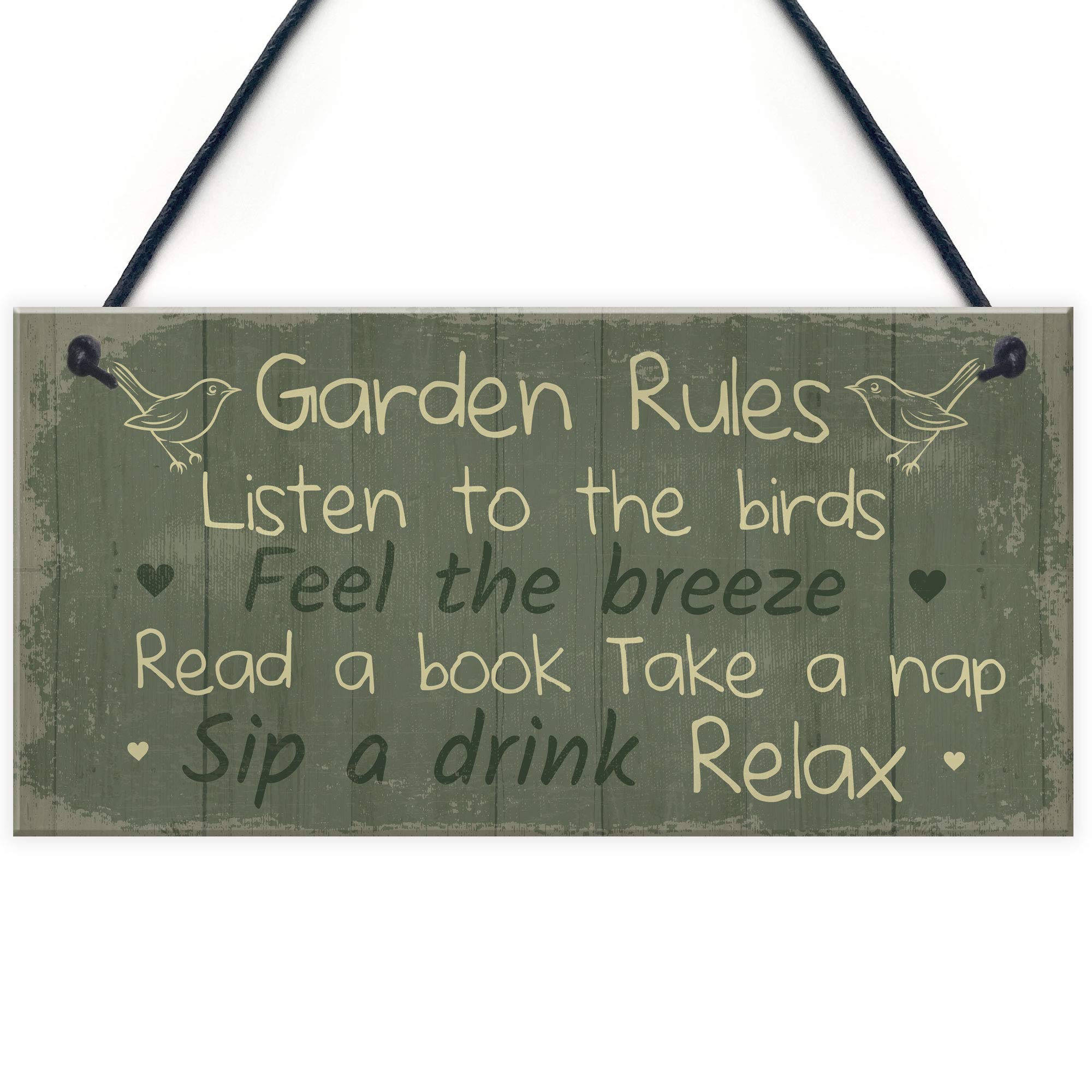 Red Ocean Green Garden Rules Sign Hanging Plaque Shed Sign Summer House Plaque Gift For Him Her
