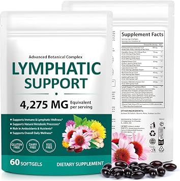60 Softgels Lymphatic Drainage Supplements, Advanced Botanical Complex, Supports Overall