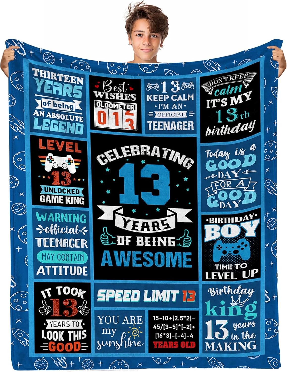13 Year Old Boy Gifts, Birthday Gifts for 13 Year Old Boy, Happy 13th Birthday Boys Blanket 60"x50", 13th Birthday Decorations for Boys
