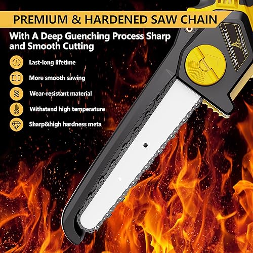Miniatura 4 de Mini motosierra inalámbrica con pantalla de visualización eléctrica, motosierra pequeña de mano de 8 pulgadas con regulador de cadena automático y