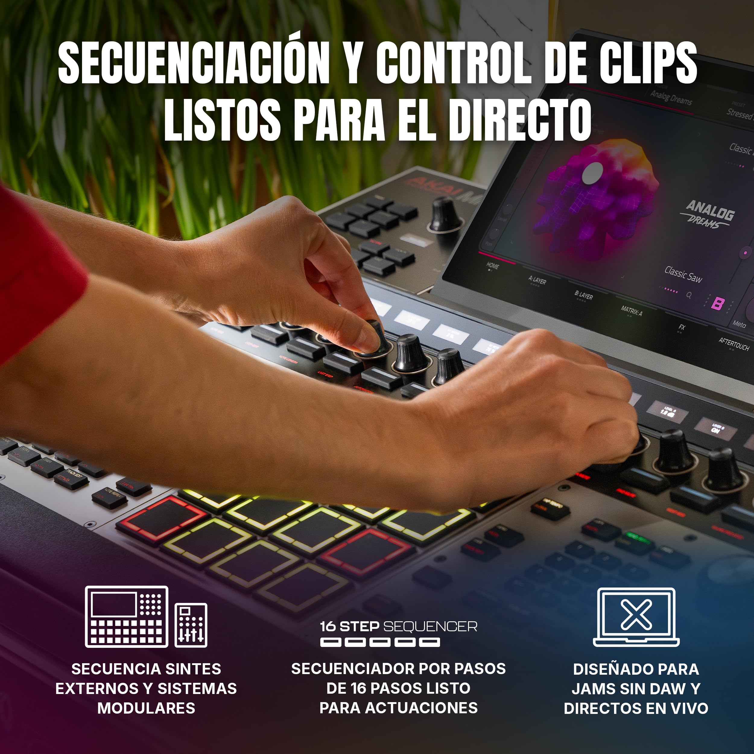 Akai Professional MPC XL Centro de Producción Musical Autónomo | Pads MPCe, Pantalla Táctil, CPU de 8 Núcleos, 16GB RAM, SSD de 256GB, para Sampling y Producción
