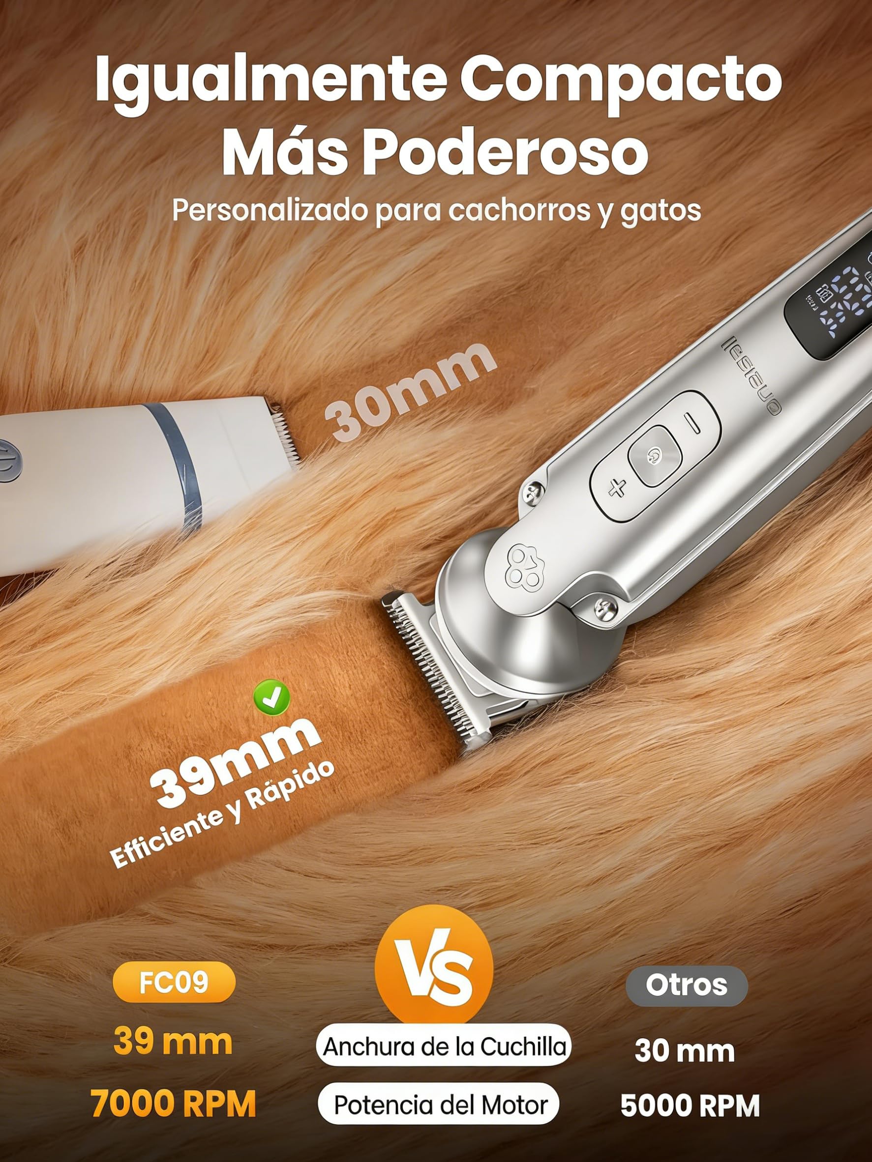 oneisall 4 en 1 Profi Maquina Cortar pelo perros y Gatos, IPX7 Impermeable cortapelos perros Pelo Largo, 2026 Nueva Versión Silenciosa de Cortapelo para Perros con Motor Potente de 7000 RPM