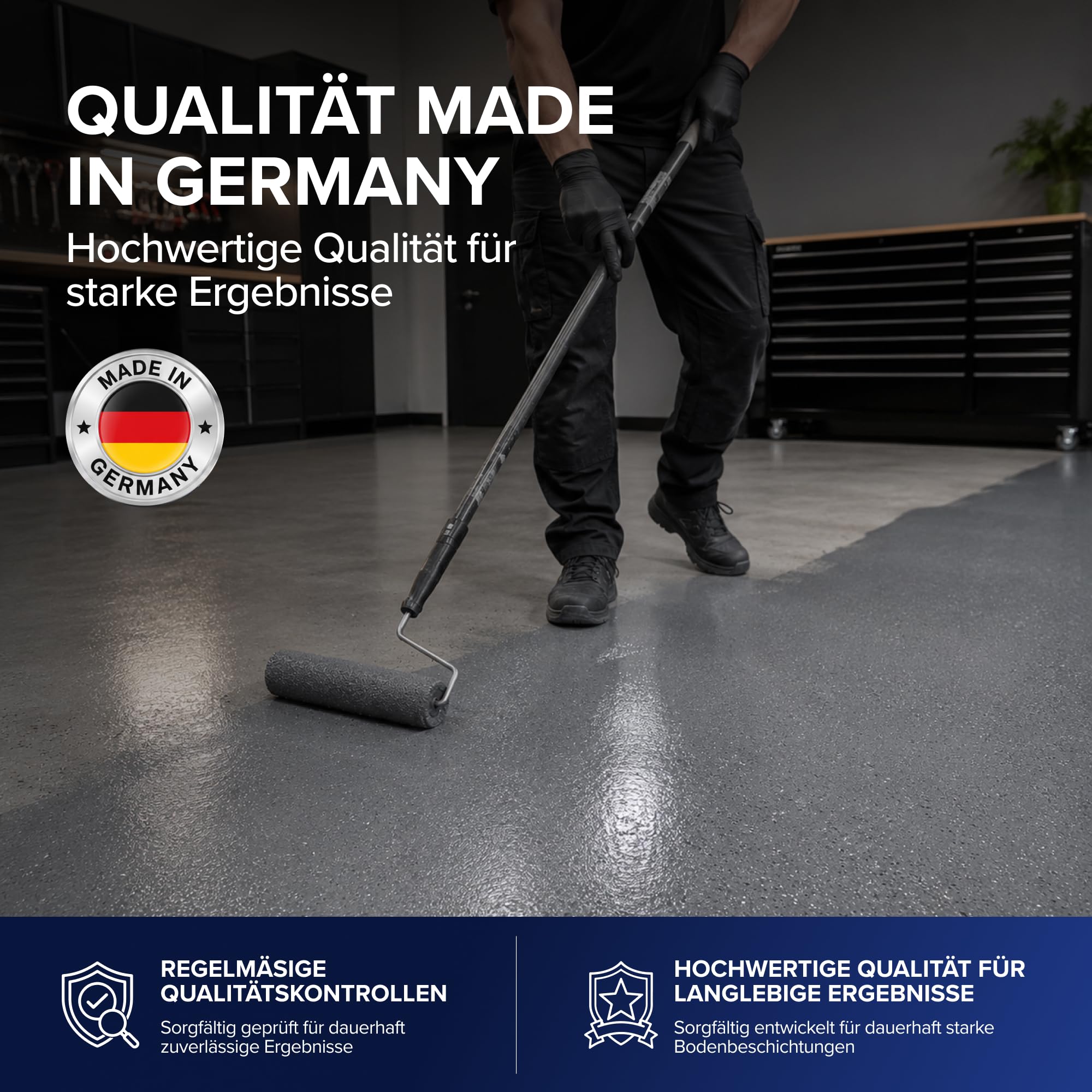 Plid Garagenbodenbeschichtung Silbergrau 5 L + Lackierset | ca. 36 m² | Betonfarbe, Garagenbodenfarbe | Lackierset | Innen & Außen | Wasser- & Ölbeständig | Abriebfest | Made in Germany