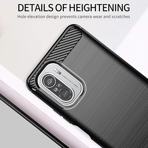Miniatura 5 de Compatible con Xiaomi Poco F3 (Redmi K40  K40 Pro), parachoques de TPU suave flexible absorción de impactos textura de fibra de carbono cubierta